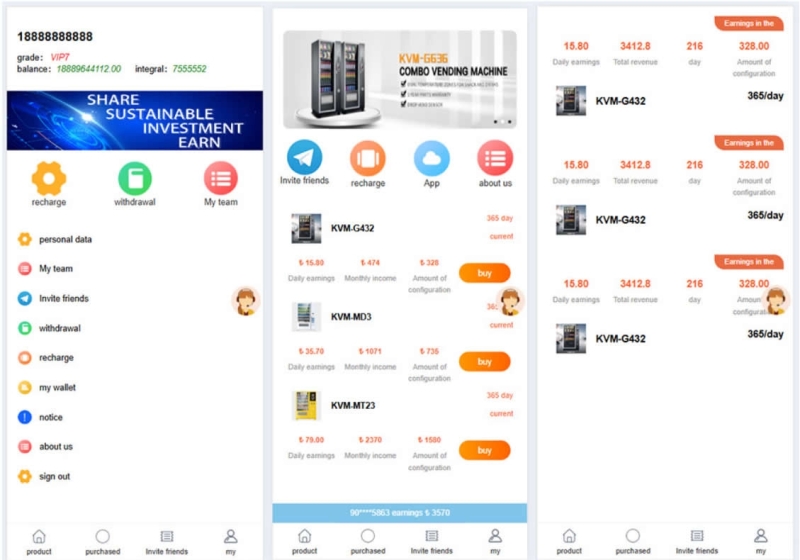 YM942-PHP程序英文,土耳其语言,简洁UI海外共享贩卖机投资理财源码